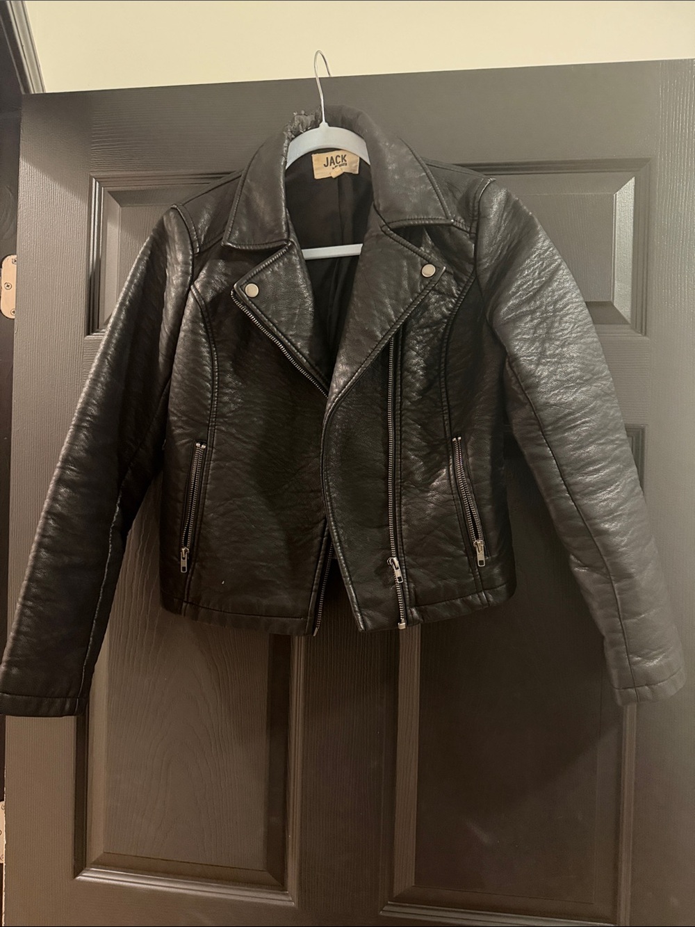 Jack by BB Dakota Black Faux Leather Moto Jacket Size Small